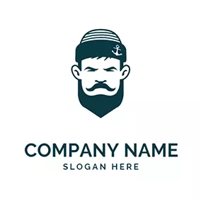 鬍鬚Logo Cap Beard and Cool Captain logo design