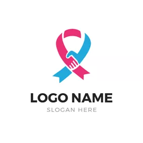 Pink Logo Careful Hand and Cancer logo design