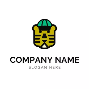 Character Logo Cartoon and Cute Tiger Head logo design