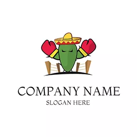 Cactus Logo Cartoon Cactus Strong Boxer logo design