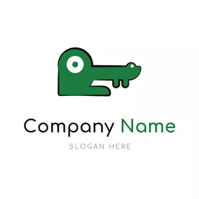 Character Logo Cartoon Crocodile and Key logo design