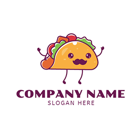墨西哥卷饼logo Cartoon Cute Taco logo design