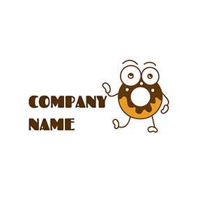 手推车 Logo Cartoon Eye Cute Doughnut logo design