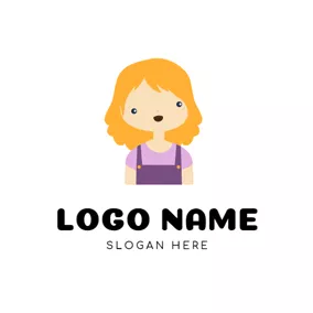 Logótipo De Anime Cartoon Girl and Anime logo design