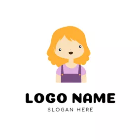 Logotipo De Anime Cartoon Girl and Anime logo design