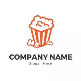 ポップコーンロゴ Cartoon Painting and Popcorn logo design