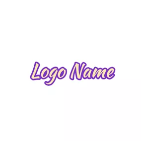 Italic Logo Cartoon Purple Outlined Font Style logo design