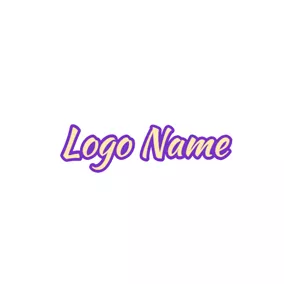 Outline Logo Cartoon Purple Outlined Font Style logo design