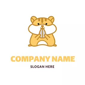 Eat Logo Cartoon Standing Cute Hamster logo design