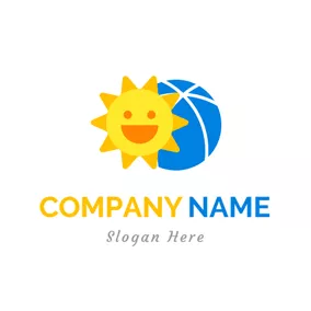 玩具 Logo Cartoon Sun and Blue Ball logo design
