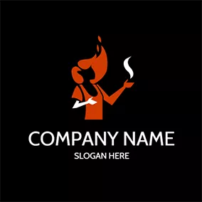 Design Logo Cartoon Woman Fire logo design