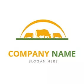 Sunset Logo Cattle and Grass logo design