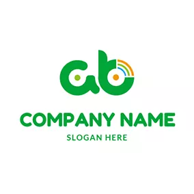 Green Logo CD Circle Cartoon Letter A B logo design
