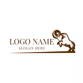 羊ロゴ Charging Ram Mascot Icon logo design