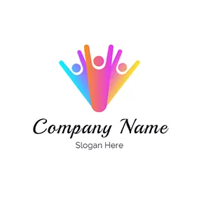 Gradient Logo Cheering Gradient Figure Friend logo design