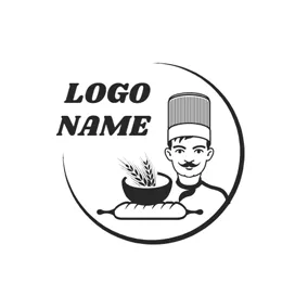 法棍面包logo Chef and Rolling Pin logo design