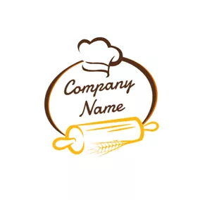 Bakery Logo Chef Cap and Bread Tool logo design