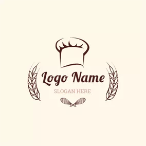 Logo De La Boulangerie Chef Cap and Wheat logo design