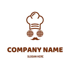 デザート　ロゴ Chef Hat Mustache Waffle logo design