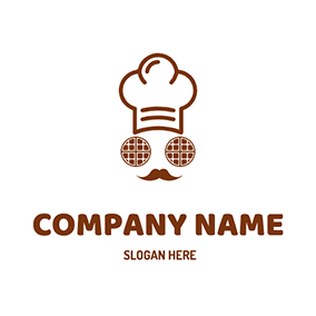 Mustache Logo Chef Hat Mustache Waffle logo design