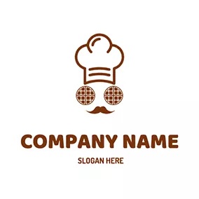 Combination Logo Chef Hat Mustache Waffle logo design