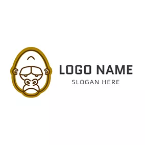 キャラクターロゴ Chocolate and Brown Gorilla Head logo design
