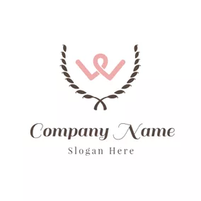 アルファベットロゴ Chocolate and Pink Letter W logo design