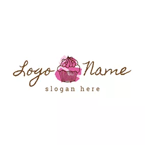 Ice Cream Logo Chocolate and Red Cupcake logo design