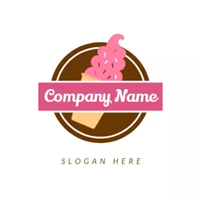Candy Logo Chocolate Circle and Pink Ice Cream logo design
