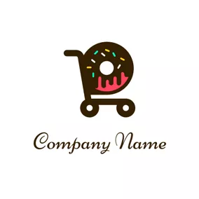 Delicious Logo Chocolate Donut and Trolley logo design