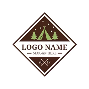 アウトドア　ロゴ Chocolate Frame and Christmas Tree logo design