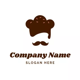 ひげロゴ Chocolate Hat and Beard logo design