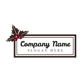 Rectangle Logo Chocolate Leaf and Christmas Card logo design