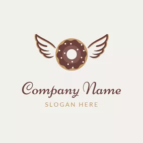 甜甜圈Logo Chocolate Wing and Doughnut logo design