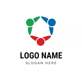 群衆のロゴ Circle and Abstract Person logo design
