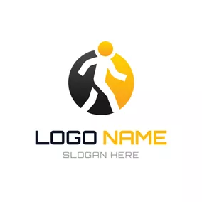 Human Logo Circle and Abstract Walking logo design