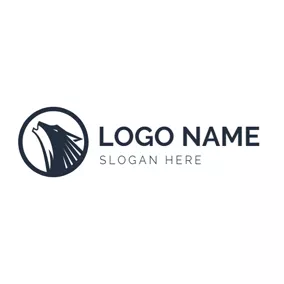 Logótipo Lobo Circle and Abstract Wolf Head logo design