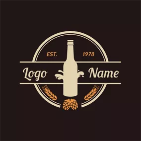 Retro Logo Circle and Beer Bottle logo design