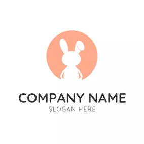 Pink Logo Circle and Cute Little White Rabbit logo design