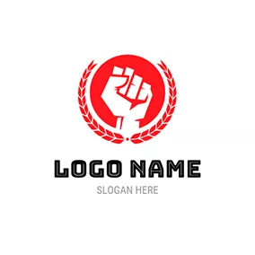 ボクサーのロゴ Circle and Fist logo design