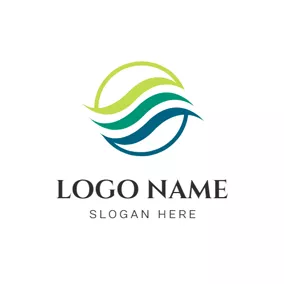 AQUAロゴ Circle and Flowing Stream logo design