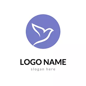 鸽子Logo Circle and Flying Peace Dove logo design