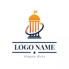 Cylindrical Logo Circle and Government Building logo design