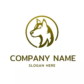 動物のロゴ Circle and Husky Profile logo design