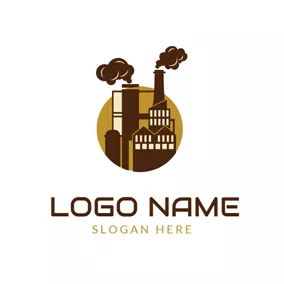 産業ロゴ Circle and Industrial Chimney logo design