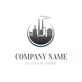 Engine Logo Circle and Industrial Factory logo design