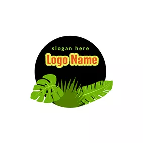 草地 Circle and Leaves Jungle Logo logo design