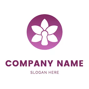 Nature Logo Circle and Orchid Icon logo design