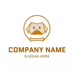 折纸logo Circle and Paper Dog logo design