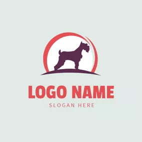 動物のロゴ Circle and Purple Dog logo design